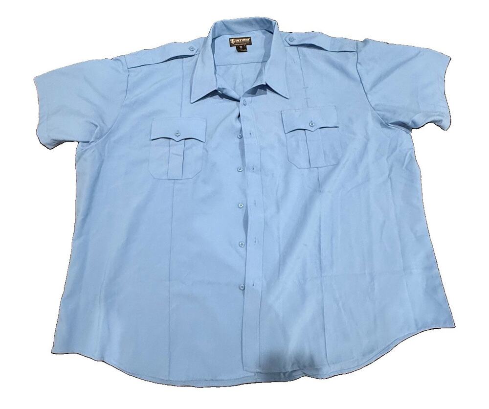 Tactsquad Mens 5XL 22 Light Blue Uniform Shirt Short Sleeve Security Work